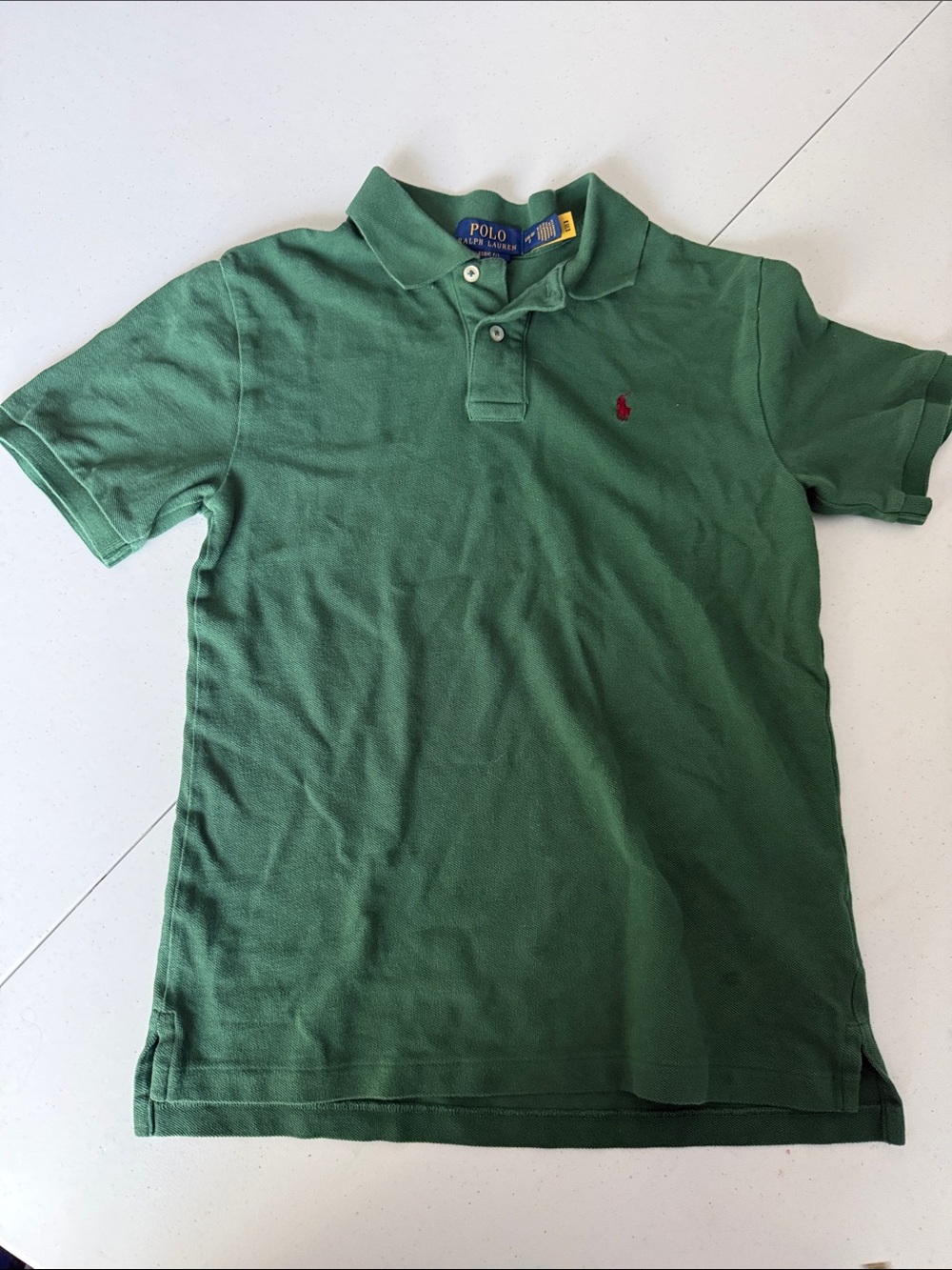 Kids School Preppy Y2k Polo by Ralph Lauren Green Polo with Red Pony #D5
